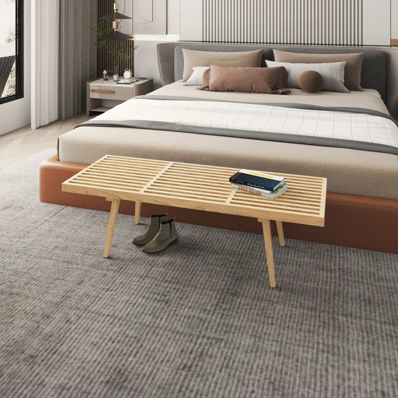 Furnishiaa Solid Sheesham Wood Slatted Bench