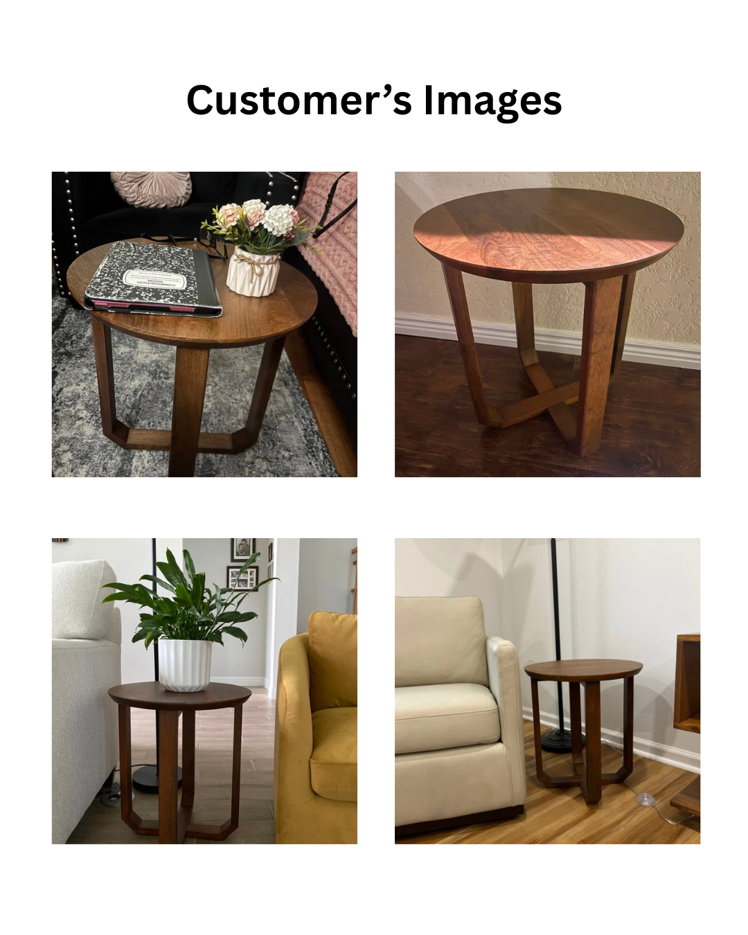 Furnishiaa Solid Wood End Table