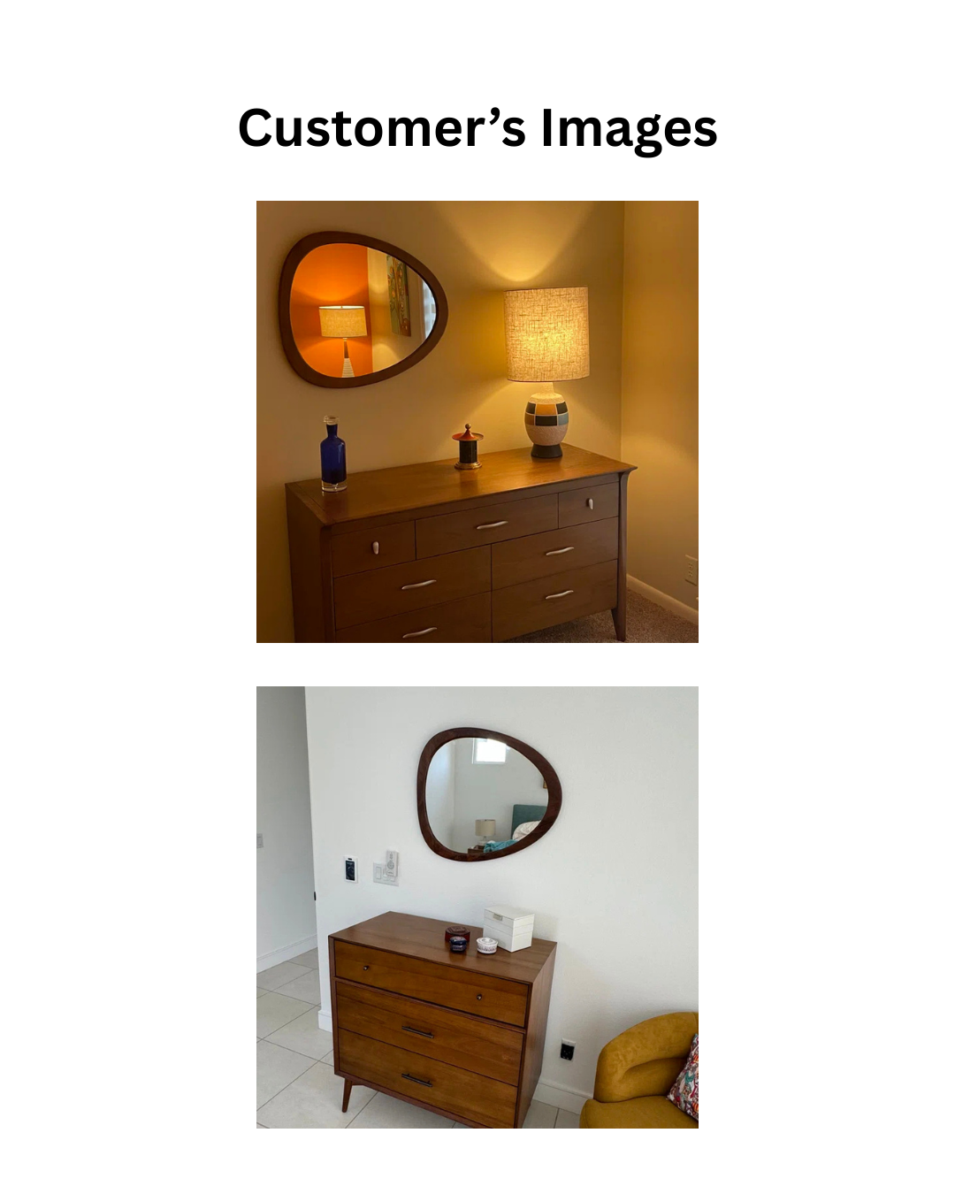 Mid-Century Modern Sheesham Wood Accent Wall Mirror