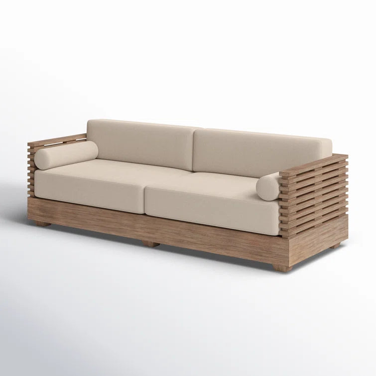 Furnishiaa Outdoor Patio Sofa with Solid Sheesham Wood Frame