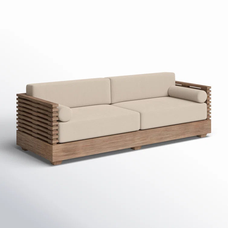 Furnishiaa Outdoor Patio Sofa with Solid Sheesham Wood Frame