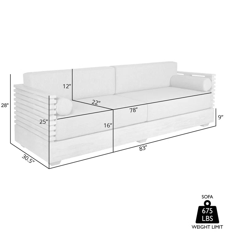 Furnishiaa Outdoor Patio Sofa with Solid Sheesham Wood Frame
