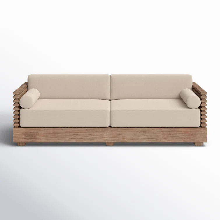 Furnishiaa Outdoor Patio Sofa with Solid Sheesham Wood Frame