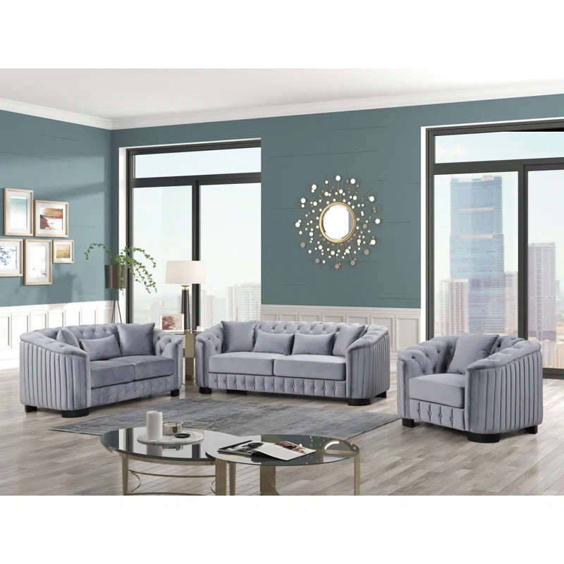 Furnishiaa 3-Piece Velvet sofa Set for living room