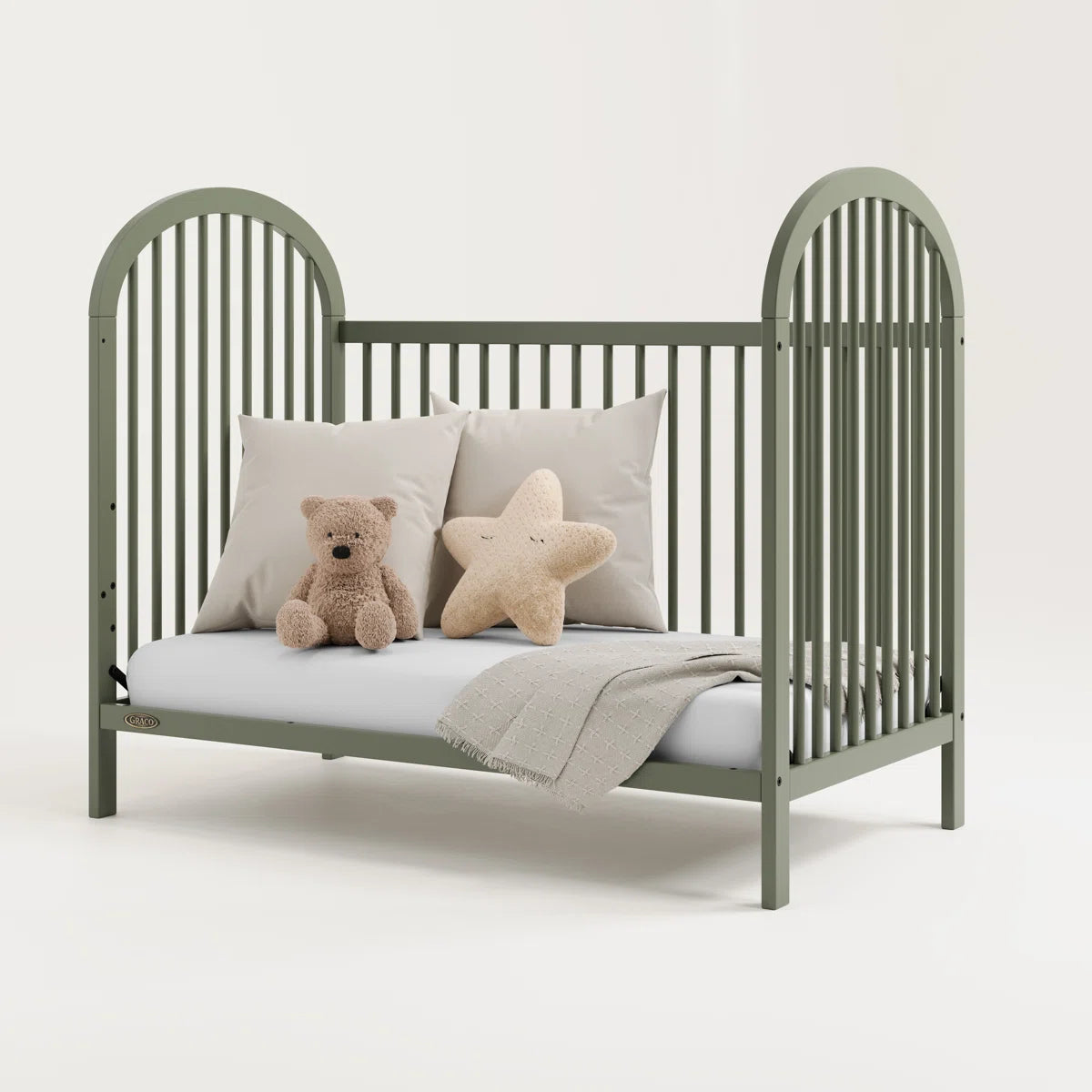 Furnishiaa 3-in-1 Convertible Baby Crib – Adjustable Height, Converts to Toddler Bed & Daybed