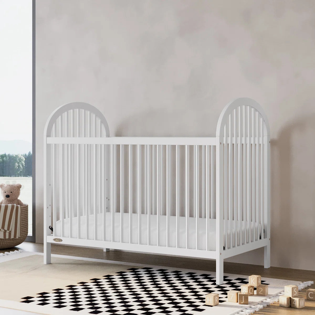 Furnishiaa 3-in-1 Convertible Baby Crib – Adjustable Height, Converts to Toddler Bed & Daybed