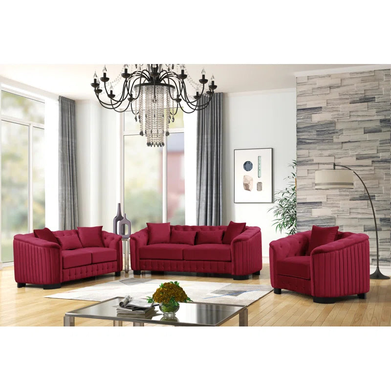 Furnishiaa 3-Piece Velvet sofa Set for living room