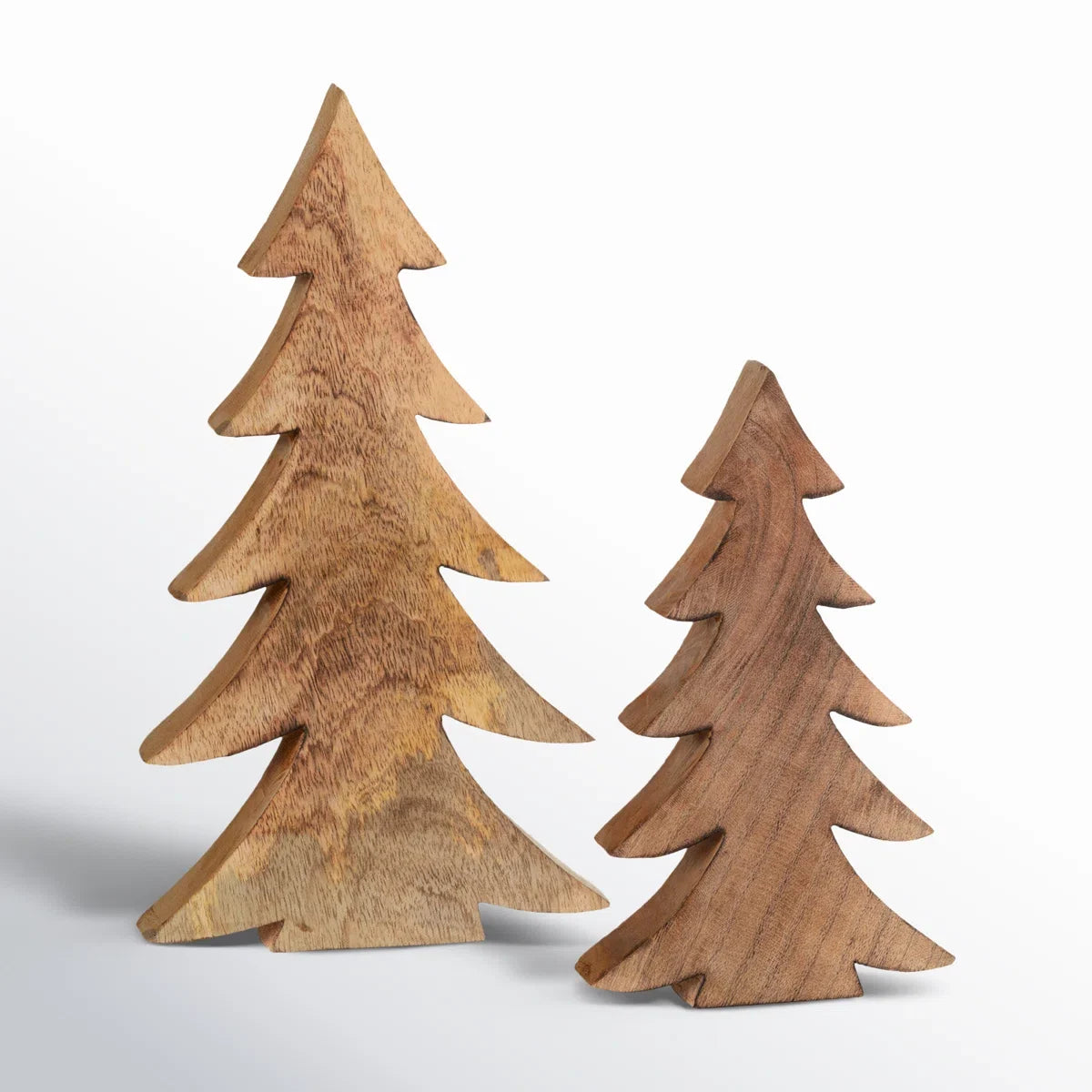 Furnishiaa 2-Piece Solid Sheesham Wood Tabletop Christmas Trees
