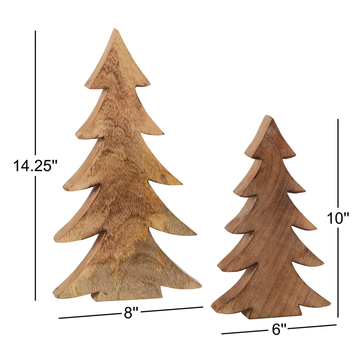 Furnishiaa 2-Piece Solid Sheesham Wood Tabletop Christmas Trees