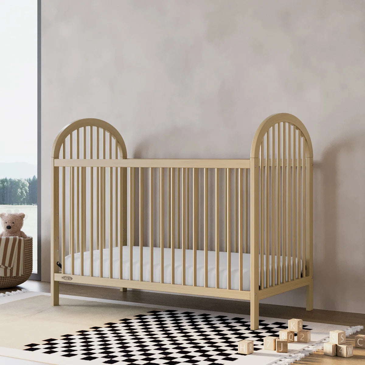 Furnishiaa 3-in-1 Convertible Baby Crib – Adjustable Height, Converts to Toddler Bed & Daybed