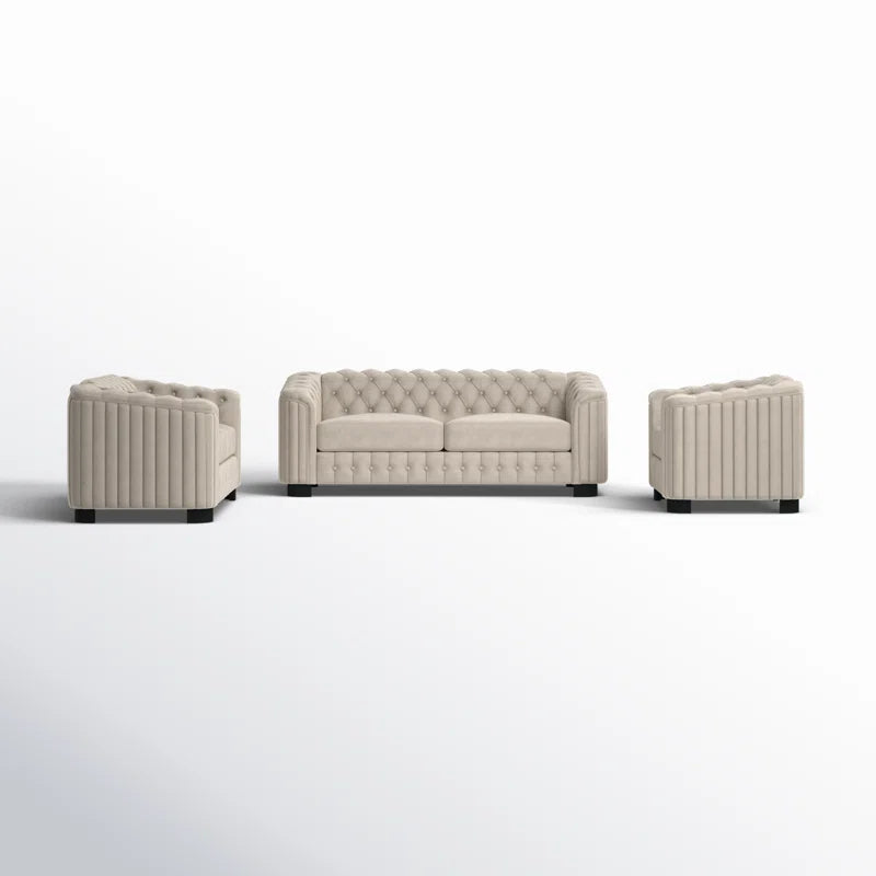 Furnishiaa 3-Piece Velvet sofa Set for living room