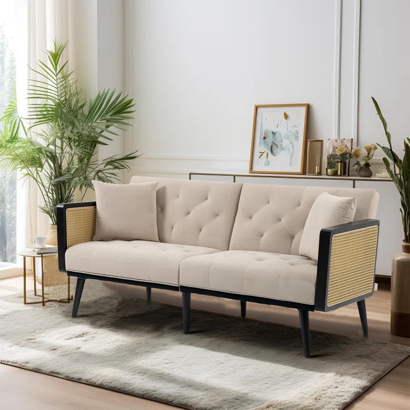 Furnishiaa Modern Loveseat Sofa Bed in Solid Wood