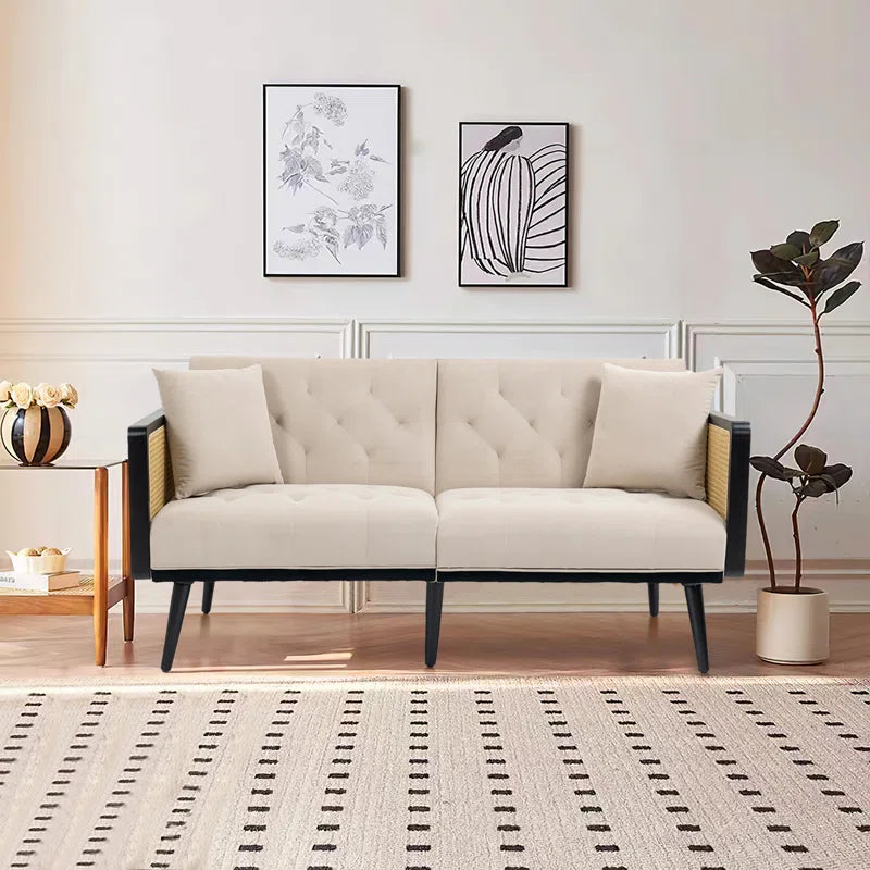 Furnishiaa Modern Loveseat Sofa Bed in Solid Wood