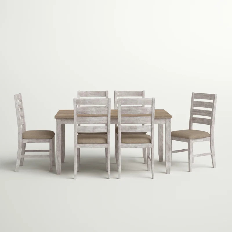 Furnishiaa 7-Piece Dining Set with Ladder Back Chairs