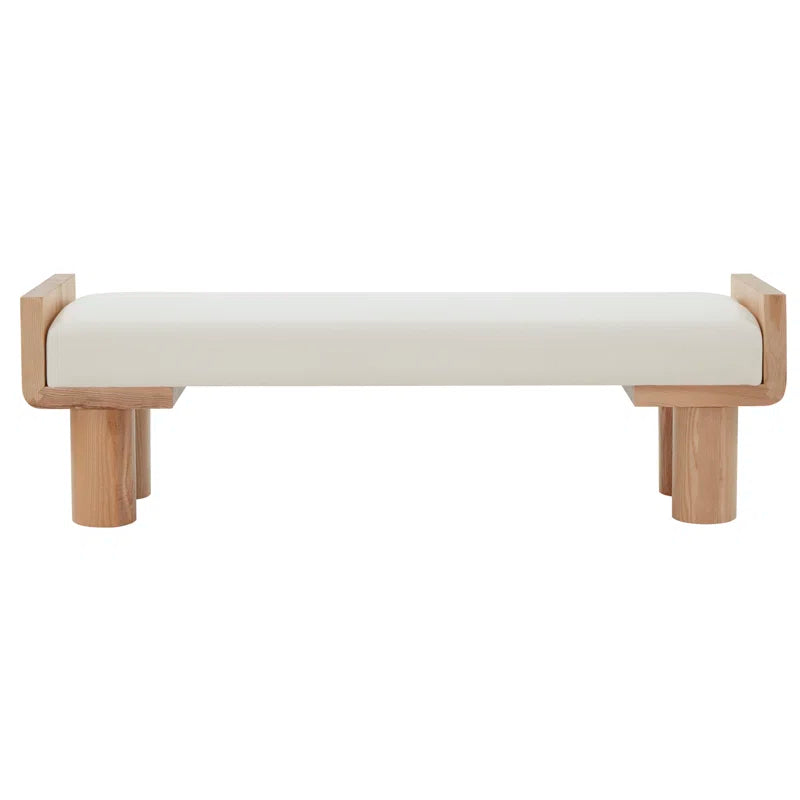 Furnishiaa Boucle Upholstered Bench with solid wood frame