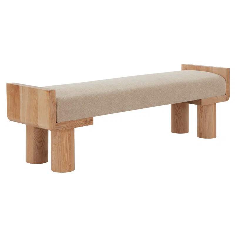 Furnishiaa Boucle Upholstered Bench with solid wood frame