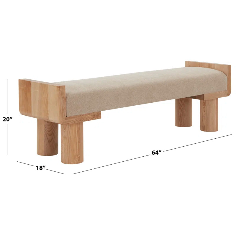 Furnishiaa Boucle Upholstered Bench with solid wood frame