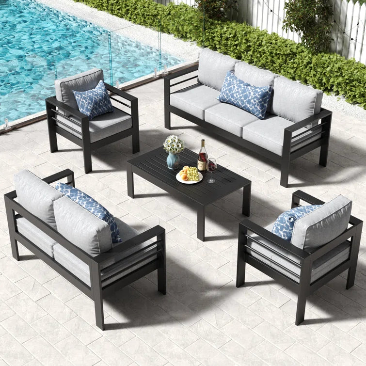 Furnishiaa 7-Seater Outdoor Iron Garden Sofa Set