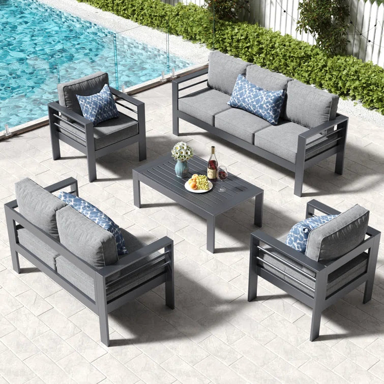 Furnishiaa 7-Seater Outdoor Iron Garden Sofa Set
