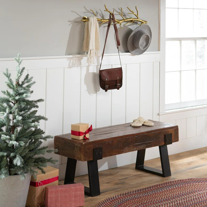 Furnishiaa Rustic Sheesham Wood Outdoor Bench – Handcrafted Charm with Lasting Strength