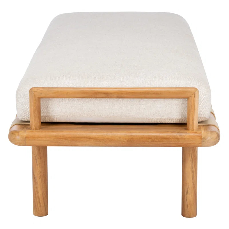 Furnishiaa Upholstered Bench – Elegant Sheesham Wood Frame & Woven Leather Design