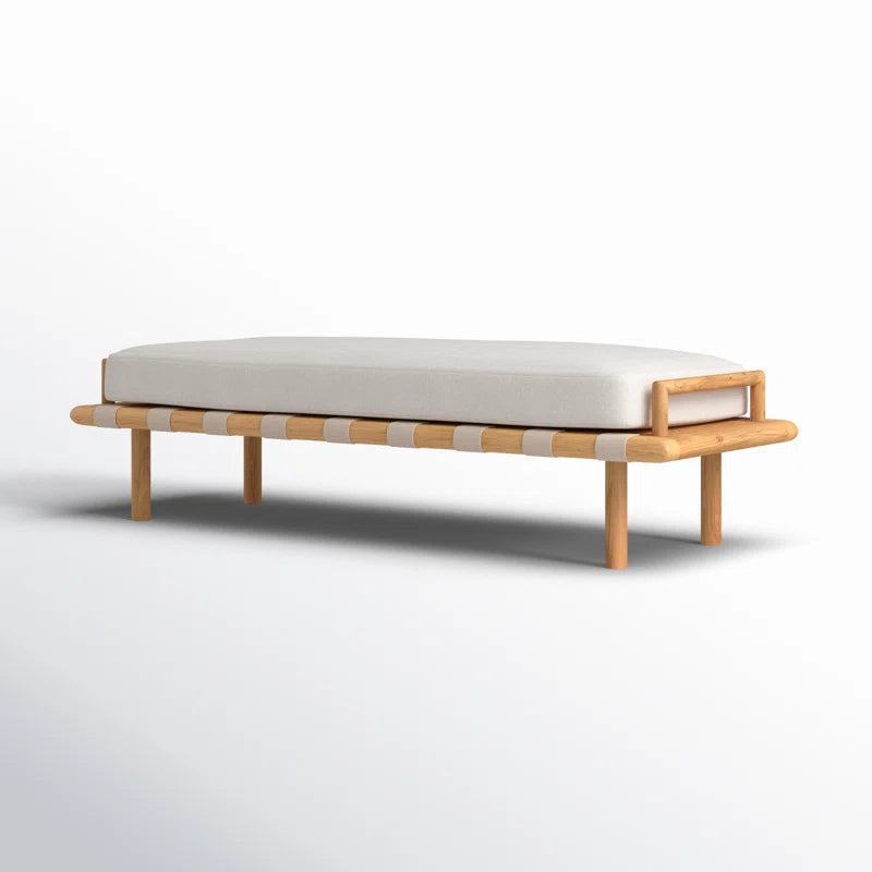 Furnishiaa Upholstered Bench – Elegant Sheesham Wood Frame & Woven Leather Design