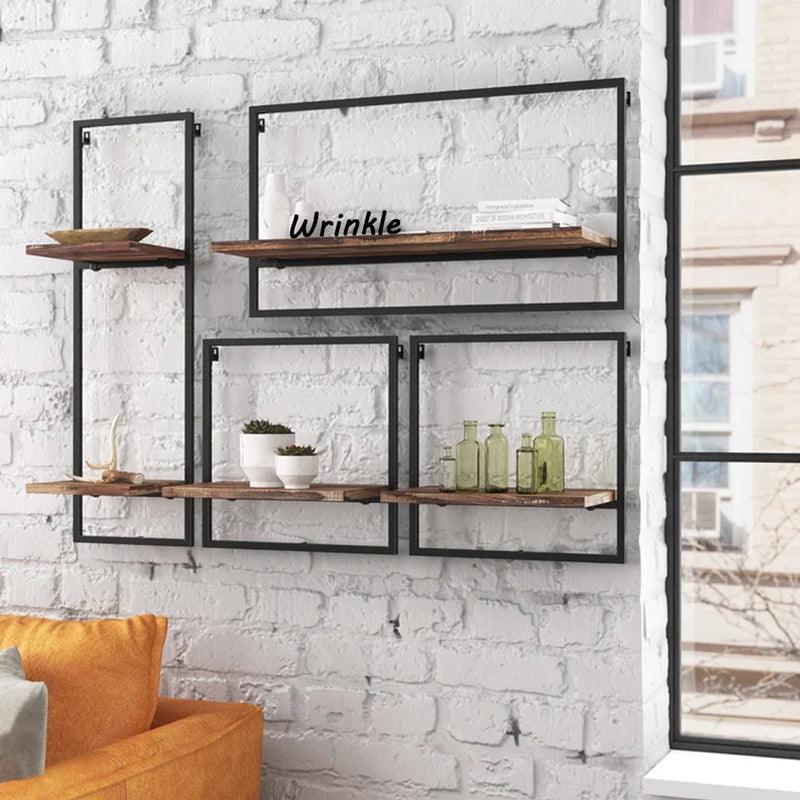 Solid Sheesham Wood And Metal 4 Piece Accent Shelf