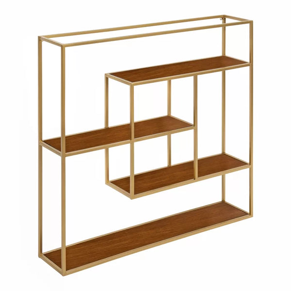 MetaL/Solid Sheesham Wood 4 Piece Square Floating Shelf Set