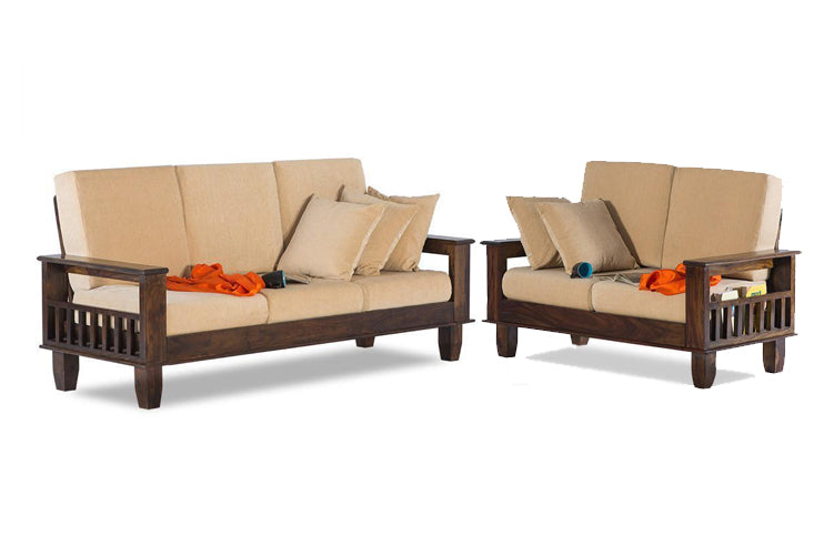 Furnishiaa Solid Sheesham Wood Sofa set for living room - Walnut