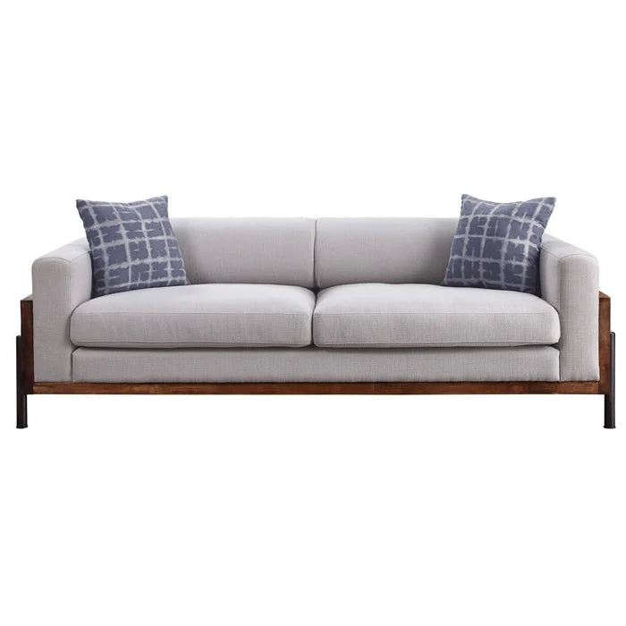 Metal Wood Fluffy Sofa with Iron Legs