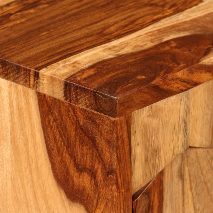 WRINKLE Elegant Sheesham Wood Bedside Table In Honey Matte