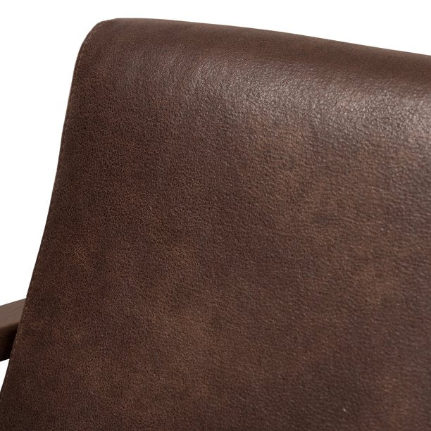 Modern Walnut Solid Sheesham Wood Dark Brown Distressed Faux Leather