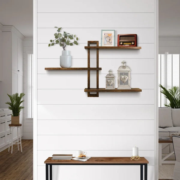 Sheesham Solid Wood 3 Tiers Accent Shelf Wall Mounted