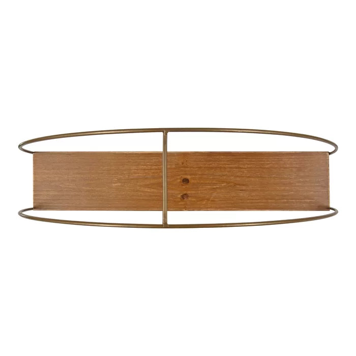 Metal/Solid Sheesham Wood 2 Piece Circle Metal Accent Shelf