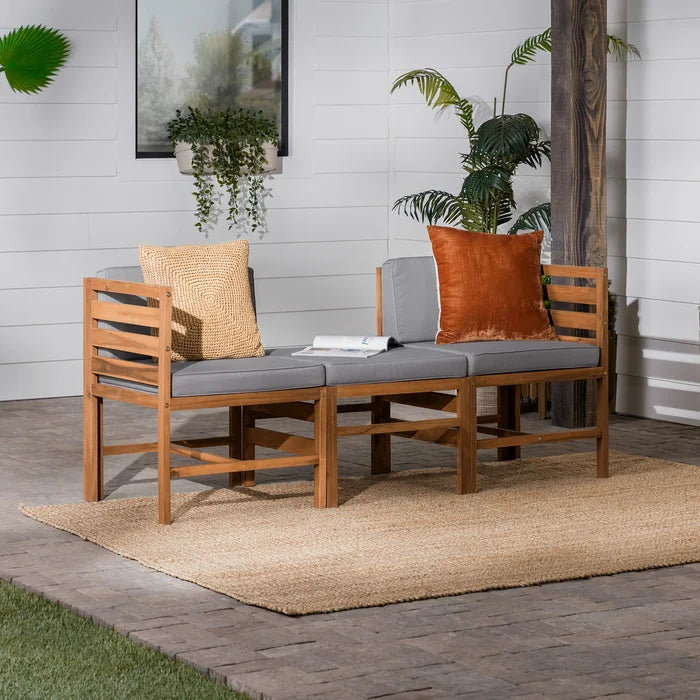 Solid Sheesham Wood Outdoor Patio Sofa with Cushions