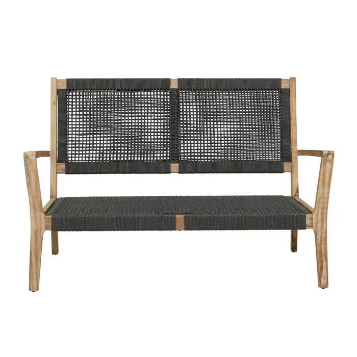 Solid Wood Two Seater Wide Outdoor Patio Sofa with Cushions