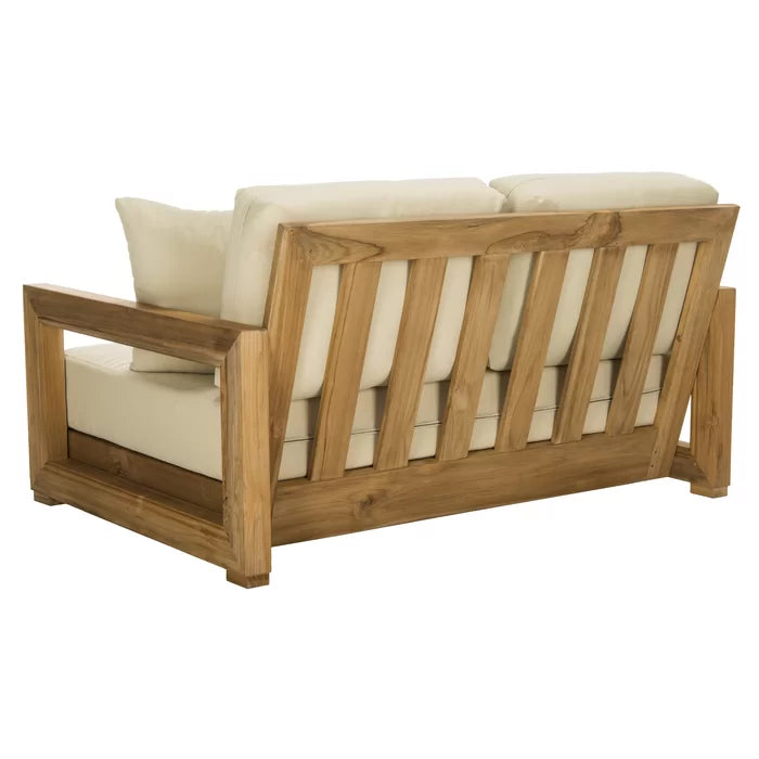 Solid Sheesham Wood Outdoor Loveseat with Cushions