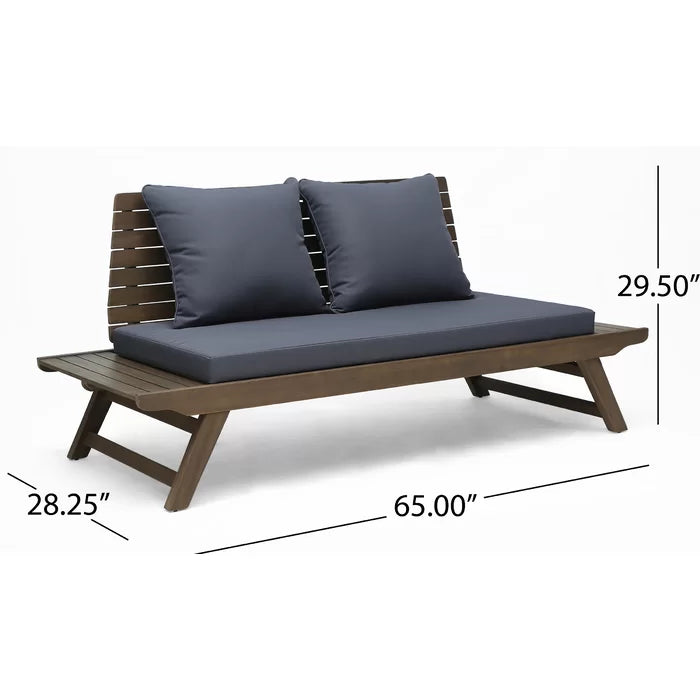 Solid Sheesham Wood Outdoor Loveseat with Cushions