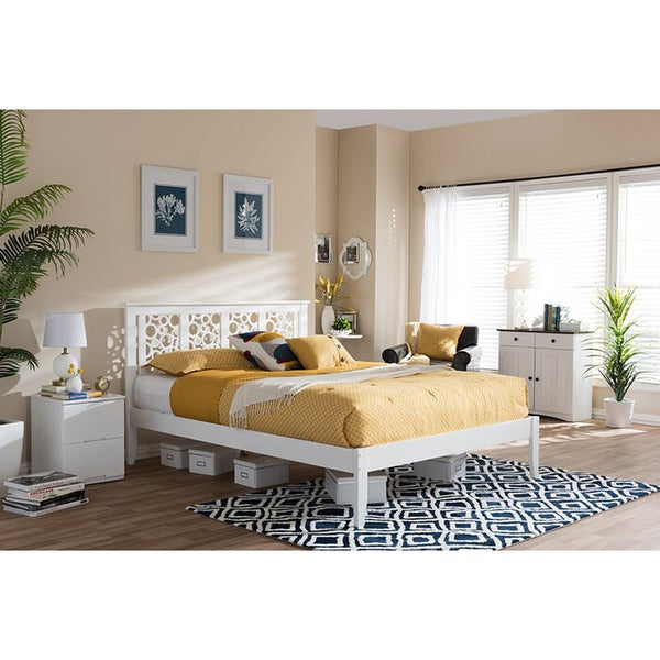 Modern style bed for bedroom-leaf Somier-wood structure upholstered in  polyfur-ALESSIA color White