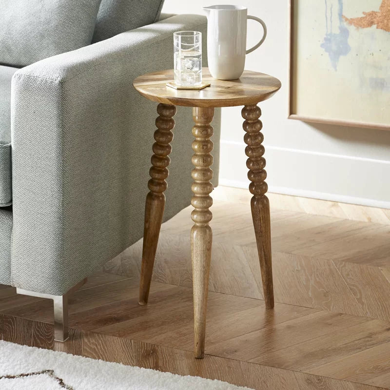 Solid Wood 3 Tall Leg End Table