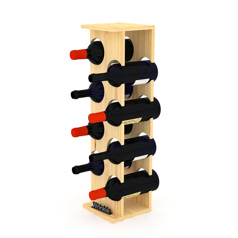 Vertical Shape Natural Glossy Wine Stand With Solid Sheehsam Wood