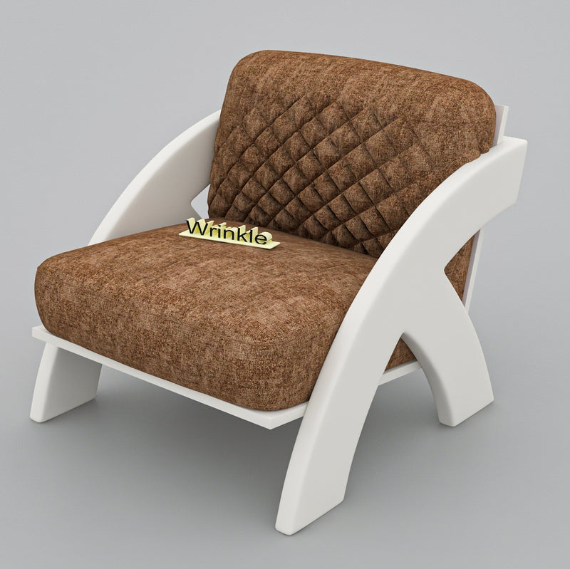 Top in The Town  White Solid Sheesham Wooden Arm Chair With Molfino Fabric