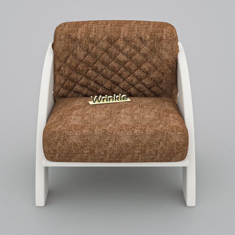 Top in The Town  White Solid Sheesham Wooden Arm Chair With Molfino Fabric