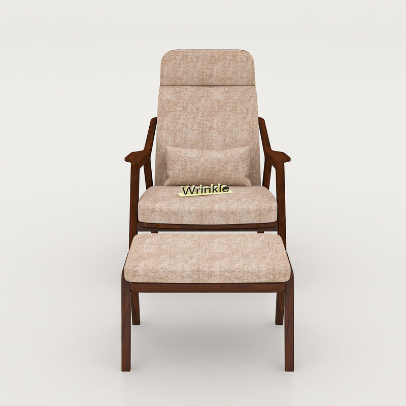Stylish Walnut Solid Sheesham Wood Arm Chair With Stool