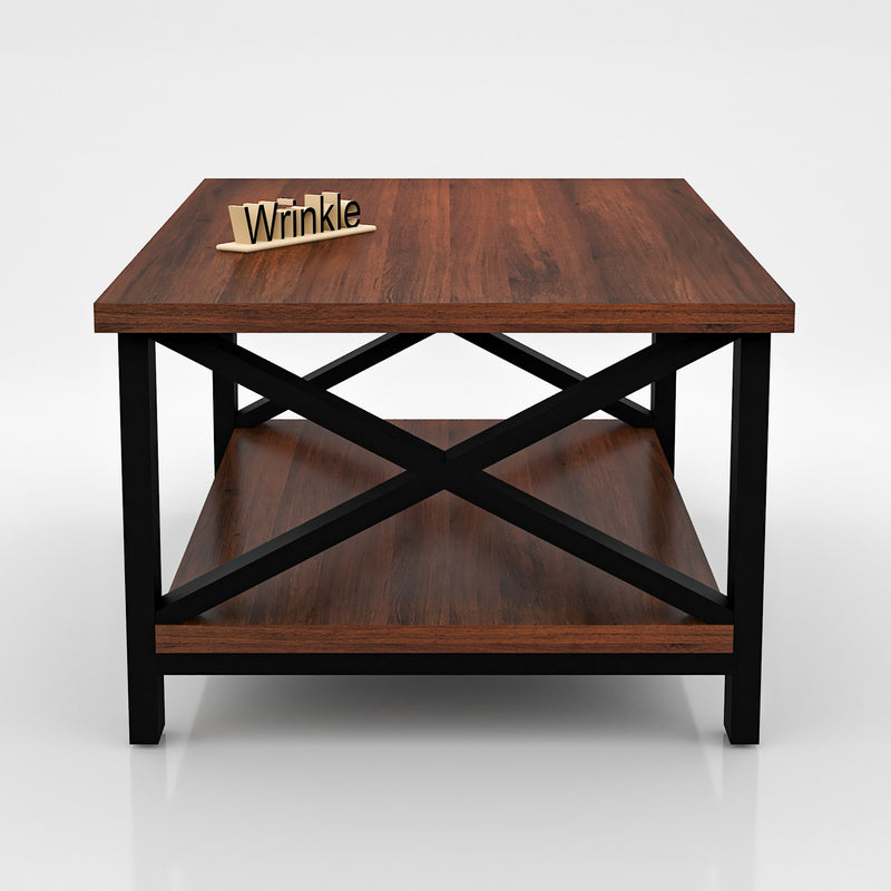 CafelookOut Metal Coffee Table ( With Walnut Finish Top in Sheesham Wood )
