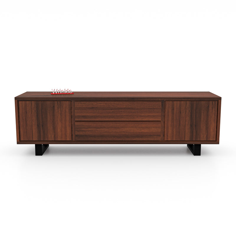 Wrinkle Columbian Walnut Tv Unit In Solid Sheesham Wood With Iron legs