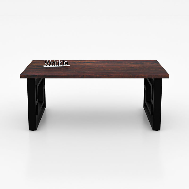 Supreme iron Center Table With Solid Sheesham Walnut Finished Top