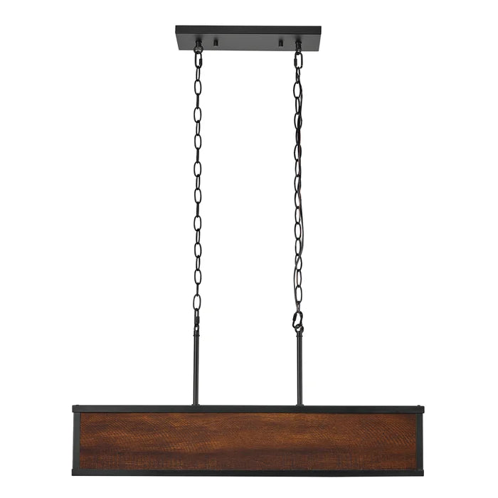 Solid Wood & Iron Linear LED Hanging Light