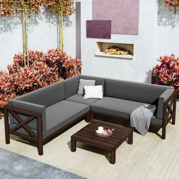 Furnishiaa Solid Wood Sofa Set With Center Table For Living Room