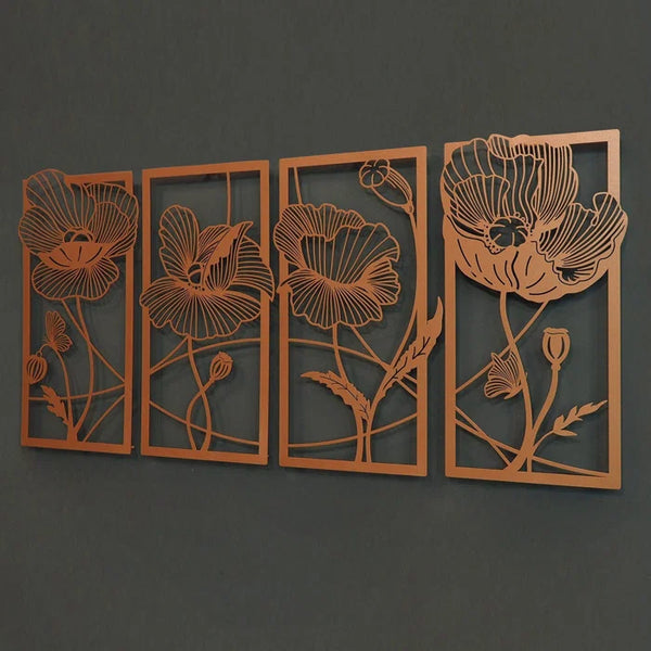 Metal 4 Piece Blossom Wall Hanging Wall Art for Home Décor